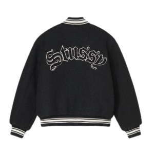 Stussy Black Aesthetic Varsity Jacket-1